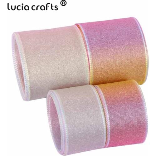 5yards 25mm/40mm Gradient Rainbow Organza Chiffon Ribbons DIY Sewing Bow Craft Christmas Wedding Gift Packing Material P0710