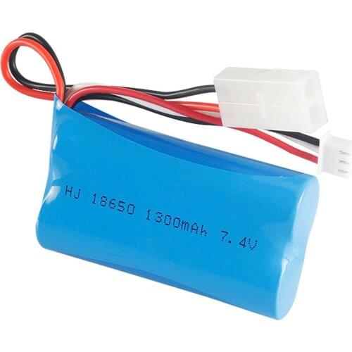 7.4V 1300mAh 18650 Lipo battery for meizhi 2856 high speed RC trucks toys spare parts 7.4 V 2S toys battery KET-2P Plug 1-10PCS