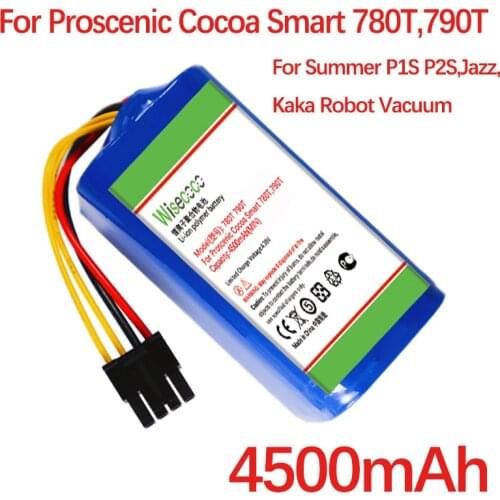 Wisecoco Battery For Proscenic Cocoa Smart 780T,790T,Summer P1S P2S,Jazz,Kaka Robot Vacuum Cleaner Li-Ion Rechargeable