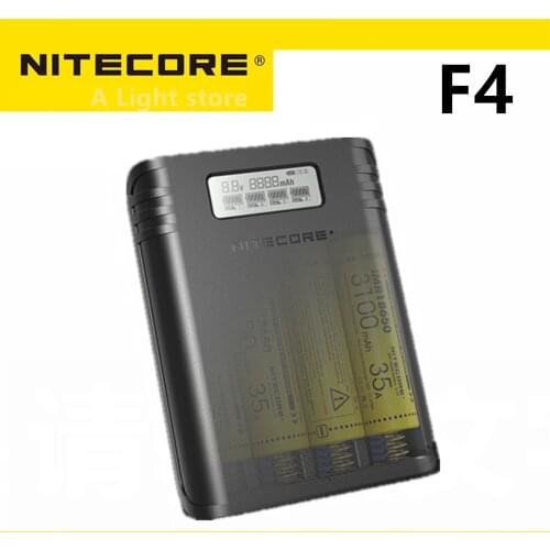NITECORE F4 Battery chager Four-Slots Flexible Power Bank USB charging LCD screen Charger with 4pcs 18650 3500mAh batteries