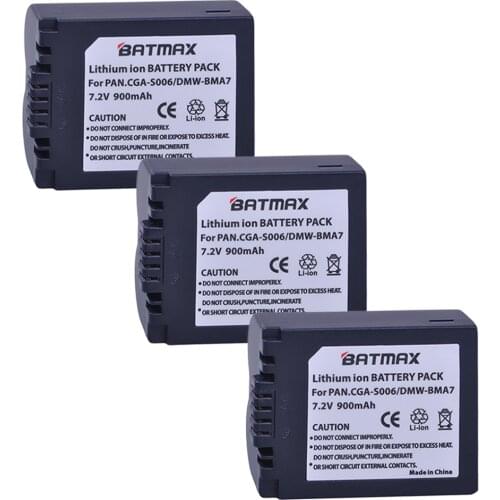 3Pcs CGA-S006 CGR CGA S006E S006 S006A DMW-BMA7 DMW BMA7 Batteries for Panasonic DMC FZ7 FZ8 FZ18 FZ28 FZ30 FZ35 FZ38 FZ50
