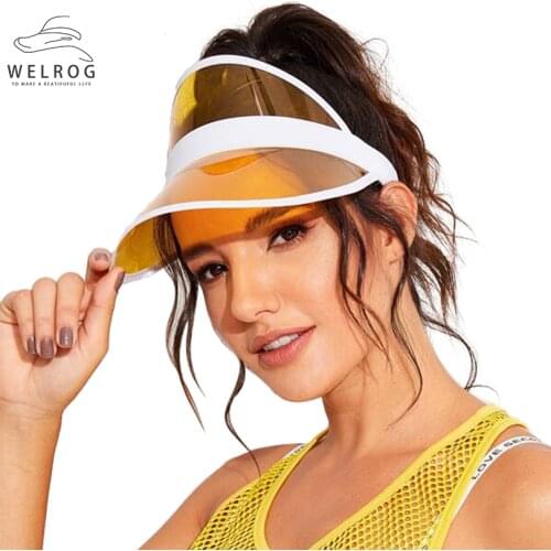 WELROG Environmental PVC Baseball Cap Spring Summer Sun Hat Clear Plastic New Sunscreen Cap Topless Baseball Unisex Outdoor Hat