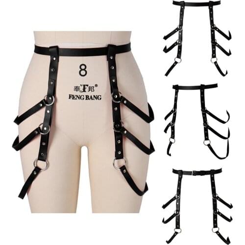 Bondage Leather Sex Lingerie Goth Accessories Harness Fashion Adjust Waist Size Thigh Garter Punk Clothes Erotic Underwear