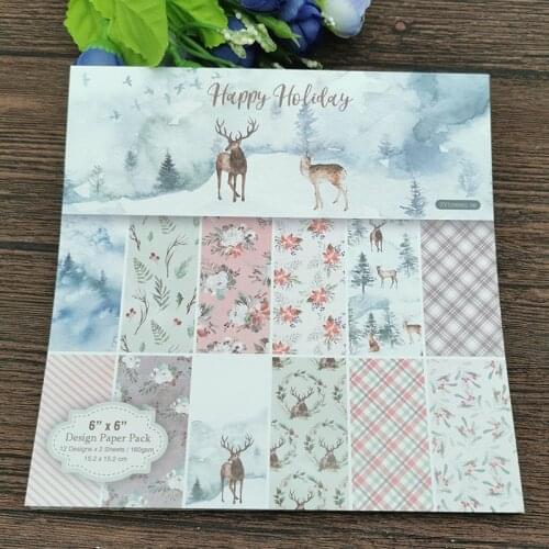 AOKEDIY 24 sheet 6"X6"Lovely Happy holiday patterned paper Scrapbooking paper pack handmade craft paper craft Background pad