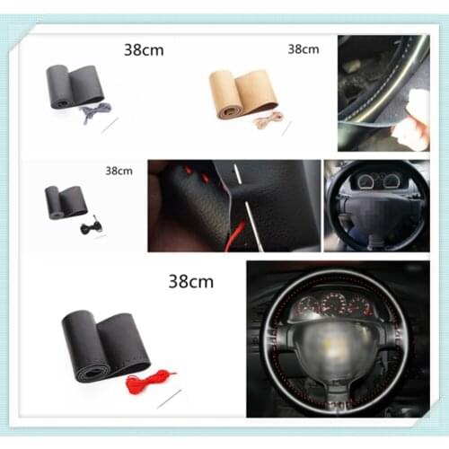 Car steering wheel cover quality leather hand sewing 38 cm for Insight Odyssey Passport Pilot Prelude Wagovan