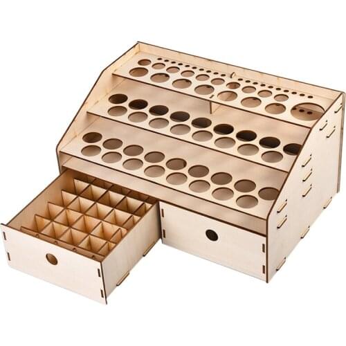 DIY Wooden Organizer Paint Bottles Display Rack Brushes Holder Stand Storage Model Tool
