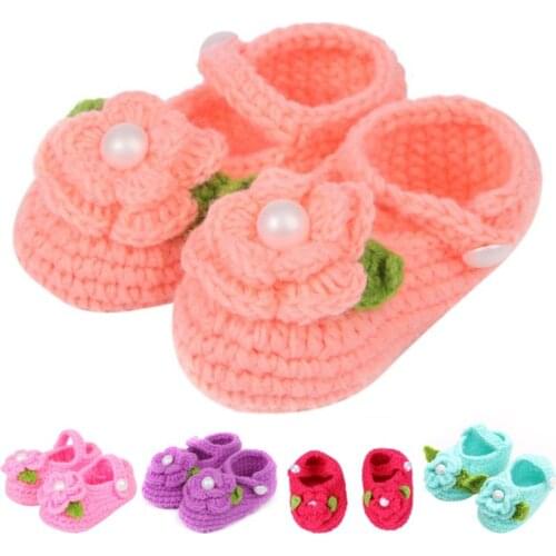 Baby Girls Shoes Handmade First Walkers Newborn Baby Infant Boys Girls Crochet Knit Toddler Shoes For 0 to 18 Months Baby Shoes