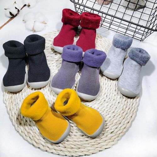 Childrens Toddler Shoes Childrens Casual Shoes Feet Plus Velvet Thickening Childrens Socks Shoes Non-slip Knitted Shoes Baby
