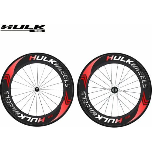 HULKWHEELS 700C Racing Bicycle Carbon wheels with Black Red Powerway novatec J bend striaight pull Hub 88mm depth 25mm width