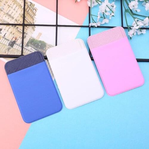 ISKYBOB Mobile Phone Credit Card Wallet Holder Pocket Stick-On Adhesive Elastic Tool ID Card Holder Adhesive Pocket Sticker Case