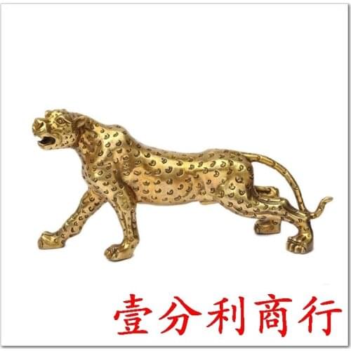 By Choi Hannaford lucky Home Furnishing pure light leopard Zhai CI yuan Ge copper town of Ming and Qing Dynastiesroom Art