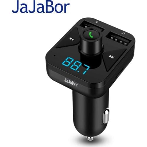 JaJaBor Handsfree Bluetooth Car Kit FM Transmitter FM Modulator Wireless A2DP Car MP3 Player Support TF U Disk Dual USB 5V 3.4A