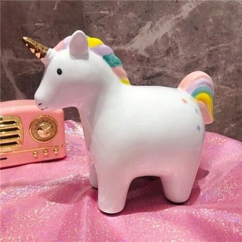 New Arrival Lovely Unicorn Ceramic Piggy Bank Money Coin Storage Box Children Creative Saving Pot Home Decoration Christmas Gift