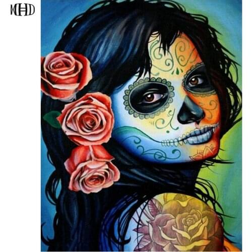 MHD 5D diamond cross embroidered beauty head rose diy diamond embroidered mosaic square / round diamond embroidery home decor