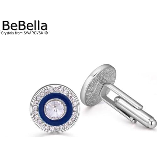 BeBella Round shape mens cufflinks made with Swarovski Elements for Fathers Day gift