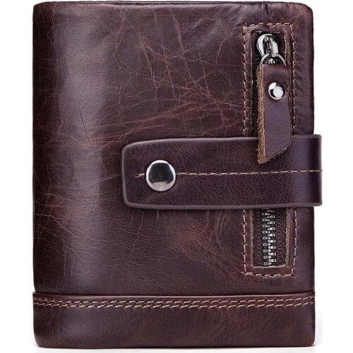 Top Qaulity Genuine Leather Men Wallet Small Zipper Men Walet Portomonee Male Short Coin Purse Brand Perse Carteira For Rfid