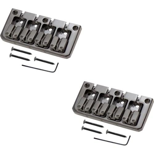 Pack of 2 Bass Bridge Saddle for 4-String Bass Guitar - Black