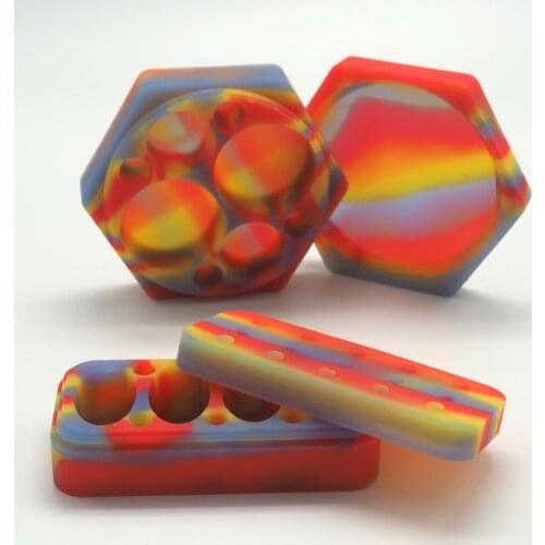 A set of 110ml &75ml silicone container for wax dab oil big capacity silicone jars big rectangle and big hexagon