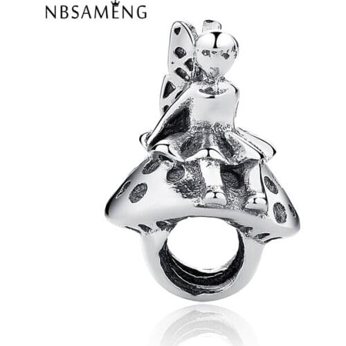 Authentic 925 Sterling Silver Bead Charm Vintage Cute Angel With Turtle Beads Fit Bracelet & Bangle DIY Jewelry