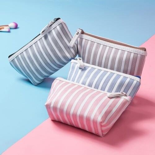 Home Wash Bags Stripe Bag Women Pouch Travel Organizer Canvas Striped Up Makeup Cosmetic Case Waterproof Portable Bags