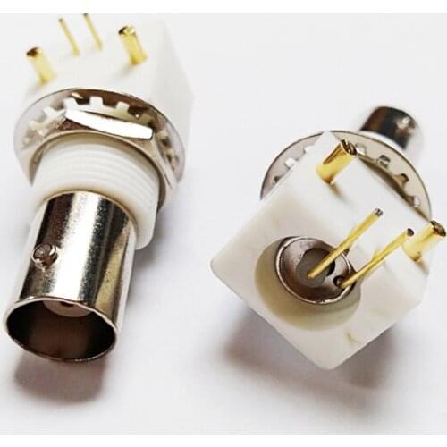 NCHTEK RIGHT ANGLED PCB MOUNT JACK BNC FEMALE Connector Adapter WHITE Color/Free Shipping/25PCS