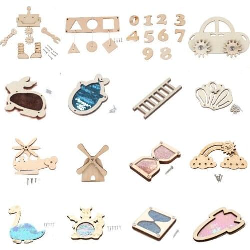 Robot Windmill Dinosaur Ladder Hourglass Number Bird Cloud Fish Dog Helicopter Rainbow Cloud Rocket Busy Board Accessories