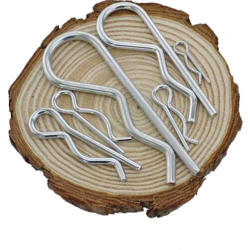 White Zinc B-type Cotter Pin Wave Pin R-shaped Clamp Pin Hairpin Pin M1.2-m3.5 50PCS