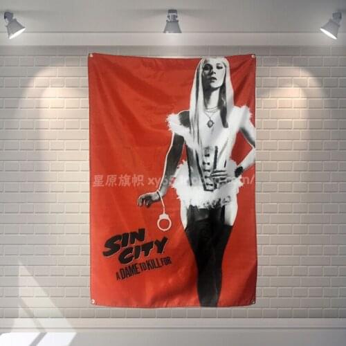 "Sin City" Movies Poster Scrolls Bar Cafes Home Decoration Banners Hanging Art Waterproof Cloth Decoration