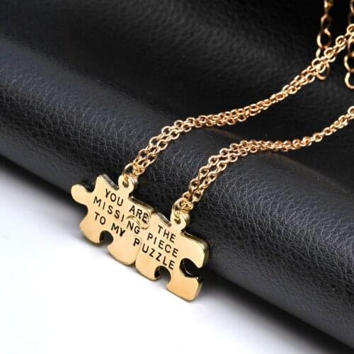 Interlocking Jigsaw Puzzle BFF Necklace For 2 Stitching Best friends Necklaces You are the missing piece to my puzzle Necklace