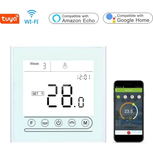 Tuya WiFi Smart Thermostat Programmable Temperature Controller for Electric Heating Compatible with Alexa Google Touch Screen