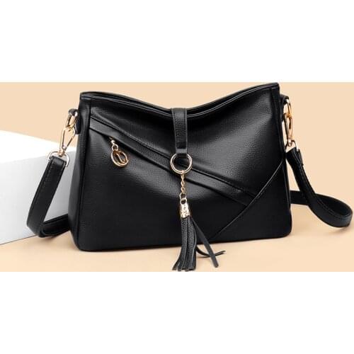 Bag Female 2021 New Fashion Korean Female Bag Soft Leather Slant Solid Color Tassel Single Shoulder Small Bag