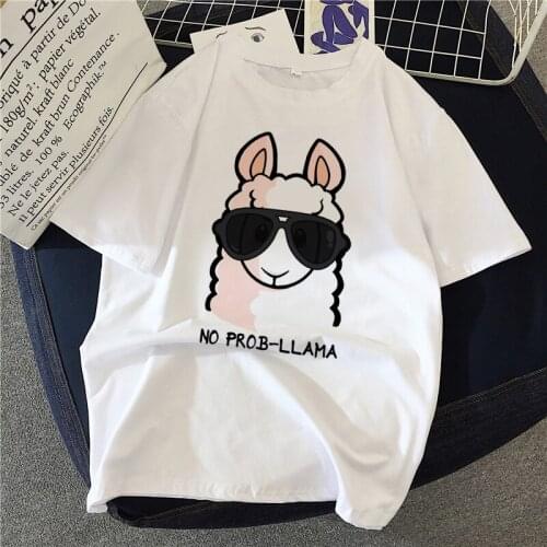 Women Graphic Cute Summer Spring 90s Style Casual Fashion Aesthetic Funny alpaca Print Female Clothes Tops Tees Tshirt
