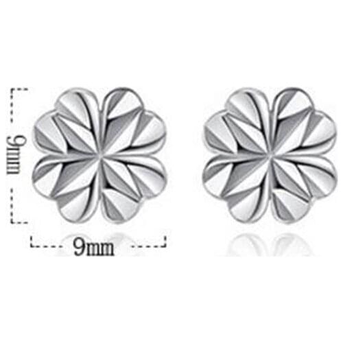 925 Sterling Silver Delicate Four Leaves Flowers Stud Earrings For Women Fashion Jewelry Dropshipping S-E454