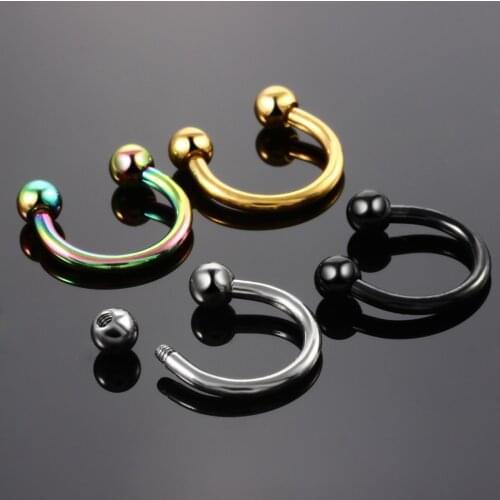 1PC Titanium Nostril Fake Nose Rings Eyebrow Piercing Screw Ball Horseshoe Rings CBR Rings BCR Earring Tragus Pircings Jewelry