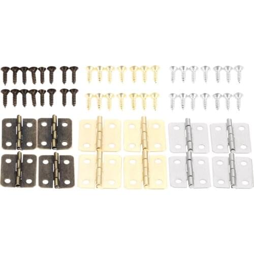 10Pcs Antique Door Cabinet Luggage Hinges Jewelry Wood Boxes Hinge Furniture Decoration w/Screw 18*16mm Bronze/Silver/Gold