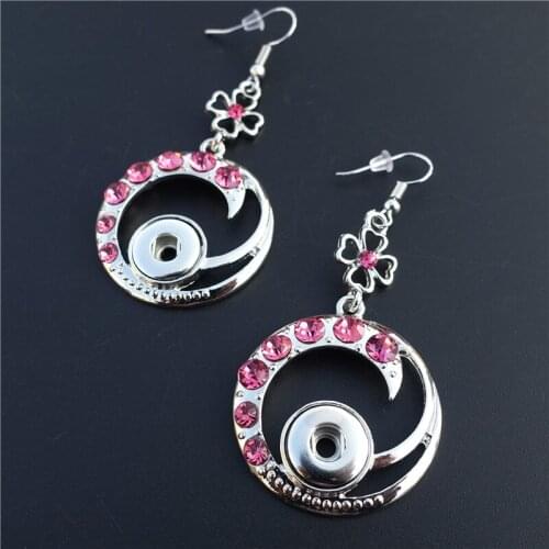 12 Pairs Kidney Ear Wire Earrings Nickel Free Hooks 12mm Snap Buttons Base Dangle Charm Handmade For Lady Women Jewelry