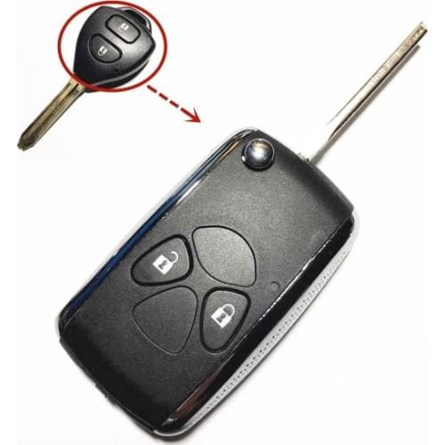 2 Button Modified Flip Remote Key Fob Case For Toyota Camry Corolla Yaris Echo Prado Hilux Shining Metal Frame TOY43 Key Shell