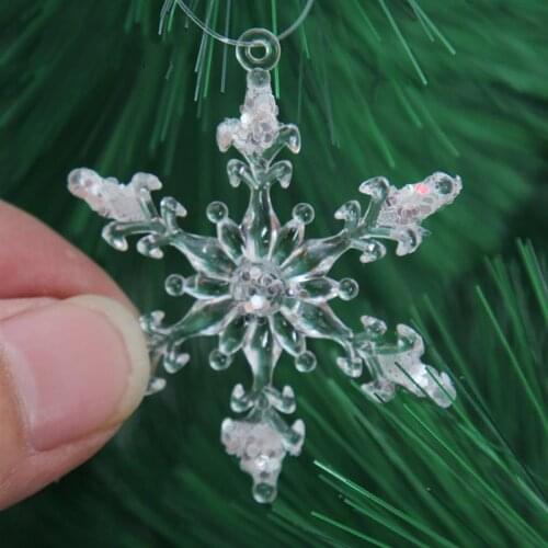 30PCS Christmas Snowflake Ornament Fashion Clear Crystal Snowflake Xmas Ornament Christmas Tree Hanging Decor