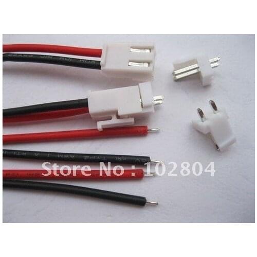 50 pcs 3.96mm VH3.96 2 pin Female Wire with Male pin Connector Leads 22AWG 2 color Red and Black 300mm(12inch) Leads