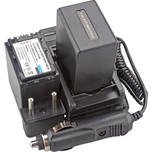 Probty 2Pcs NP-FV100 NP FV100 Battery + Charger For Sony PJ200E PJ260E PJ600E PJ220E PJ580E PJ760E PJ820E PJ610E PJ790E PJ510E