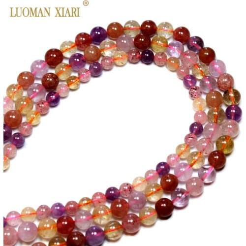 Free Shipping AAA 100% Natural Super Seven Quartz Round Stone Beads For Jewelry Making DIY Bracelet Necklace 4/6/8/10/12 MM