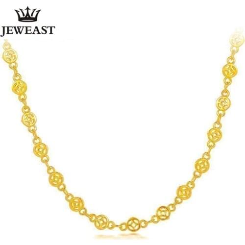 JLZB 24K Pure Gold Necklace Real AU 999 Solid Gold Chain Auspicious Fine Coin Upscale Trendy Classic Jewelry Hot Sell New 2020