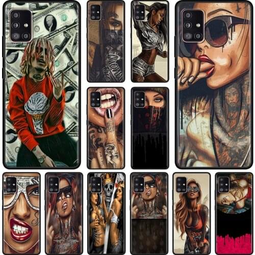Sexy Sleeve Tattoo Girl Black Case For Samsung A51 A21s A71 A12 A31 A52 A41 A32 A02 A11 Soft For Galaxy A72 A32 A42 A01 A91 A21