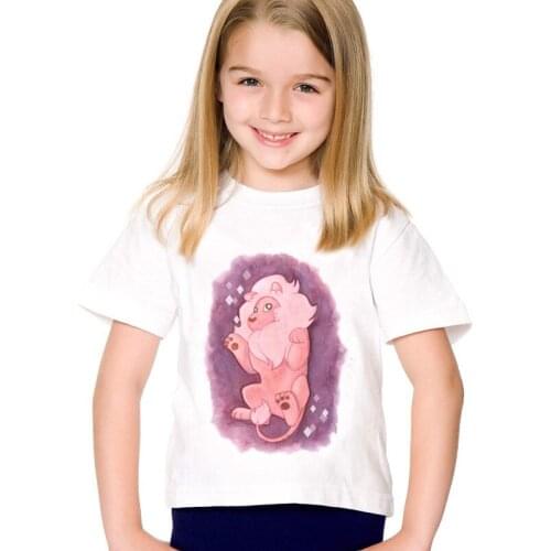 Cartoon anime Print graphic t shirts Pink Lion Children clothes Funny T-shirt Kids Summer Tees Boys/Girls Tops Baby Clothing