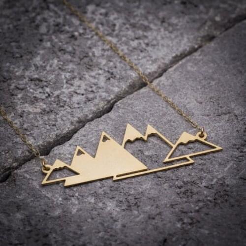 Mountain Necklace Geometric snowy mountain pendant Women