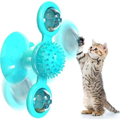 Interactive cat toy windmill kitten toy massage sucker catnip cat educational training toy