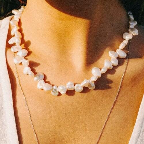 Exquisite irregular shape natural pearl necklace high quality baroque style ladies banquet party luxurious charm jewelry 2020