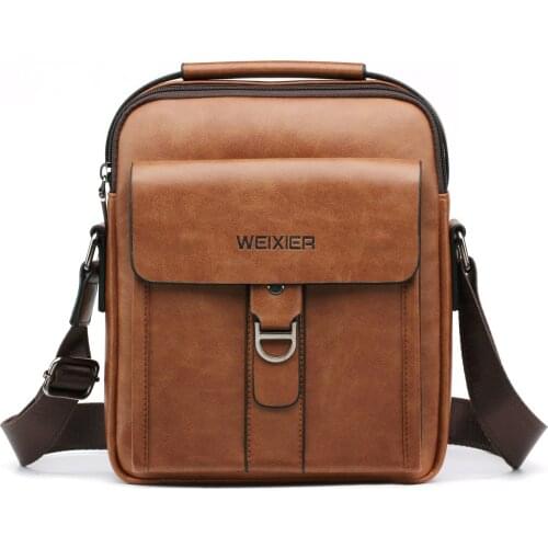 Weixier 2020 Quality Men Bag Vintage Shoulder Bag for Man Leather Messenger Bag Casual Crossbody Bag Male Business Handbag for