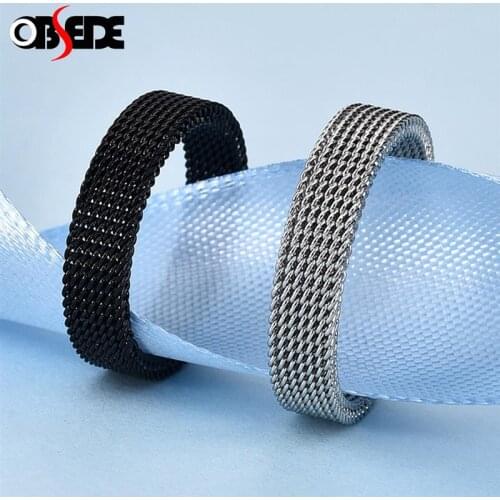 Stainless Steel Mesh Flexible Ring for Men Women Gift Delicate Unisex Couple Jewelry Hiphop Punk Simple Plain Wedding Band Rings