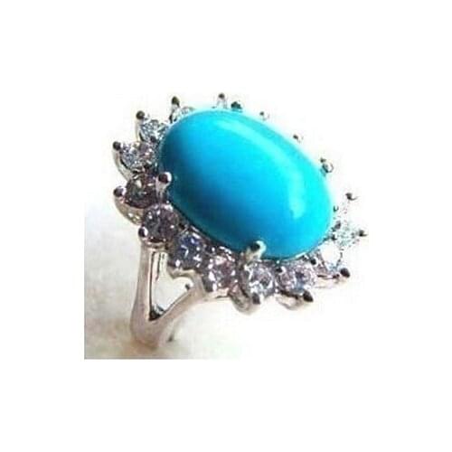 Beautiful turquoise crystal womans ring Size:6-9
